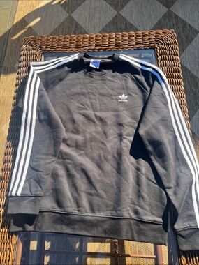 adidas Black Crewneck Sweatshirt with White Stripes